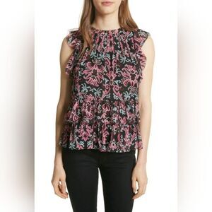 Kate Spade Ruffle Whimsigoth Dark Feminine Romantic Preppy Top S